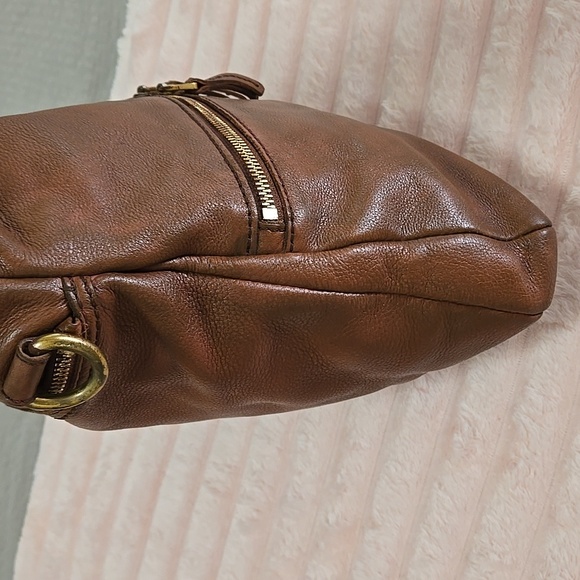 Fossil Erin Foldover Brown Leather Crossbody Tote Vintage - Picture 14 of 14